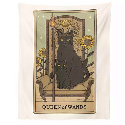 queen of wands tarot cat tapestry