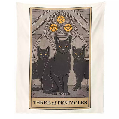 three of pentacles tarot cats