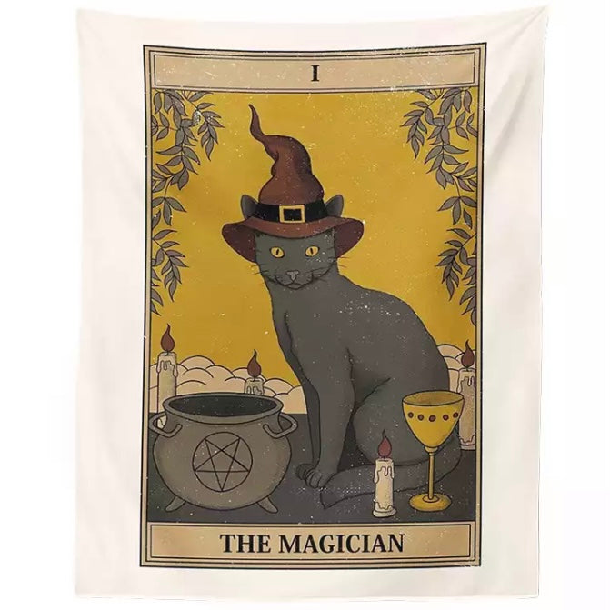 cat the magician tatot wall tapestry