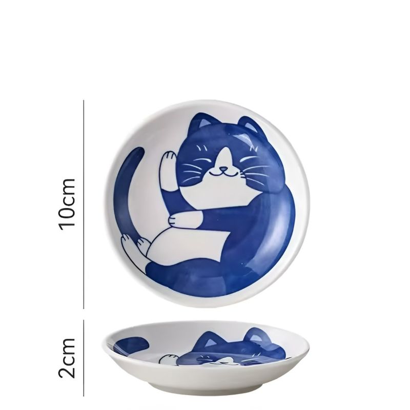 ceramic plates with kittens BLUE