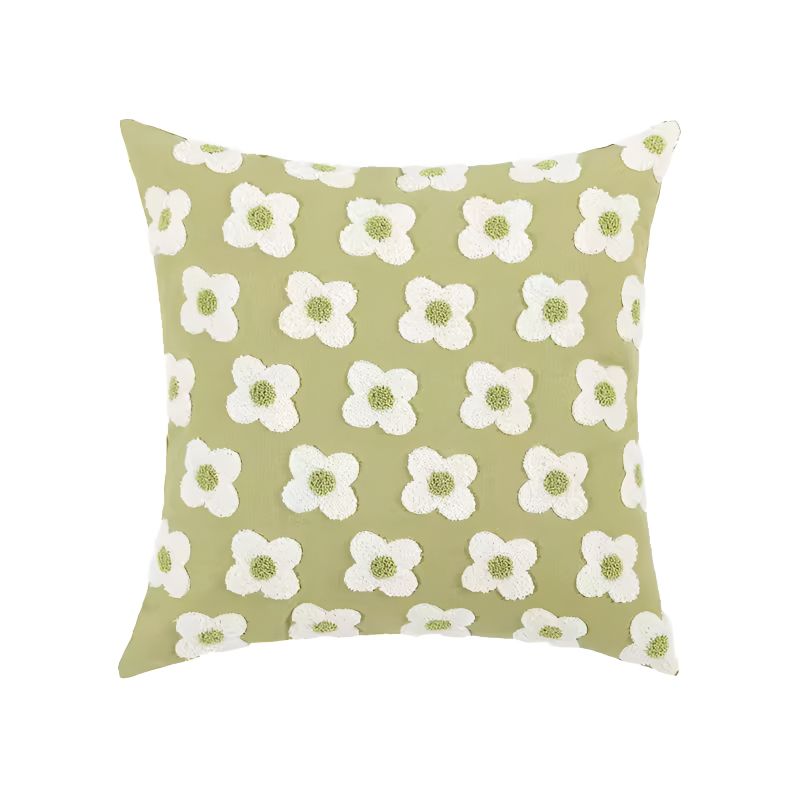 Chamomile Pattern Cushion Cover Green