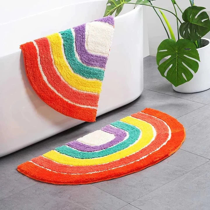 fluffy rainbow rug boogzel home